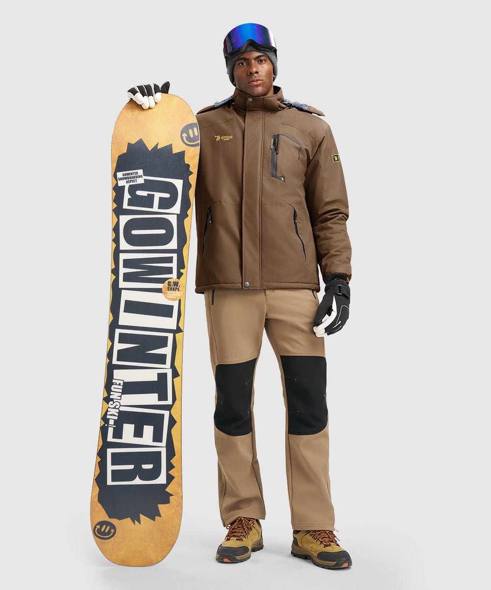 Men's Water Resistant Skiing Windbreaker Hooded Jacket - TBMPOY