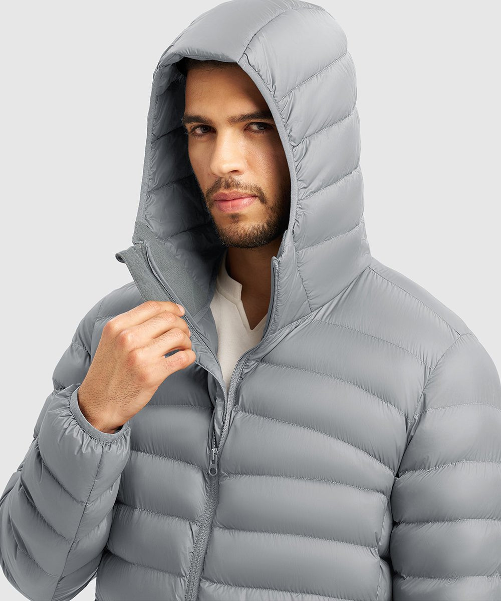 Men's Lightweight Puffer Hooded Jacket - TBMPOY