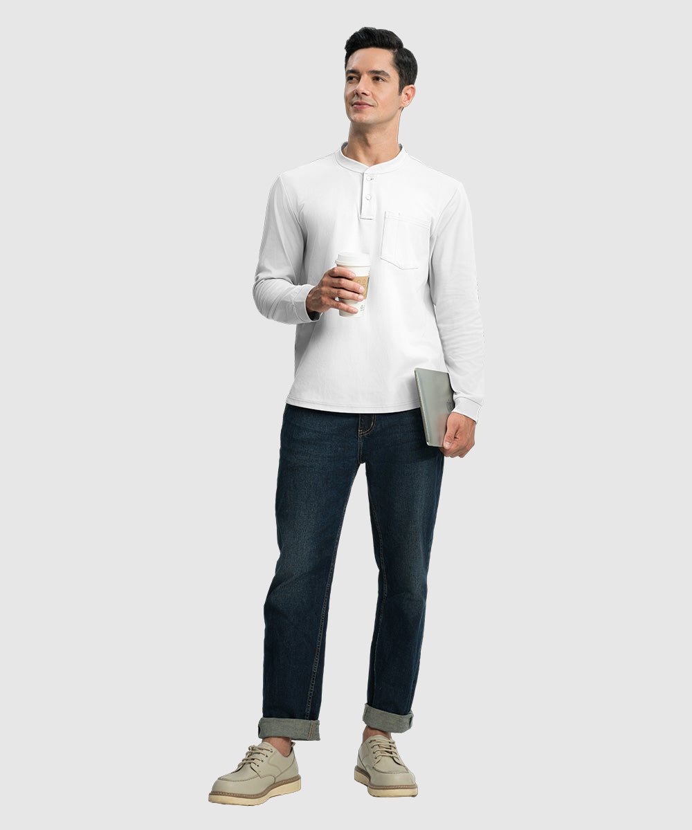 Men's Outdoor Work Slim Fit Basic Henley Shirt - TBMPOY