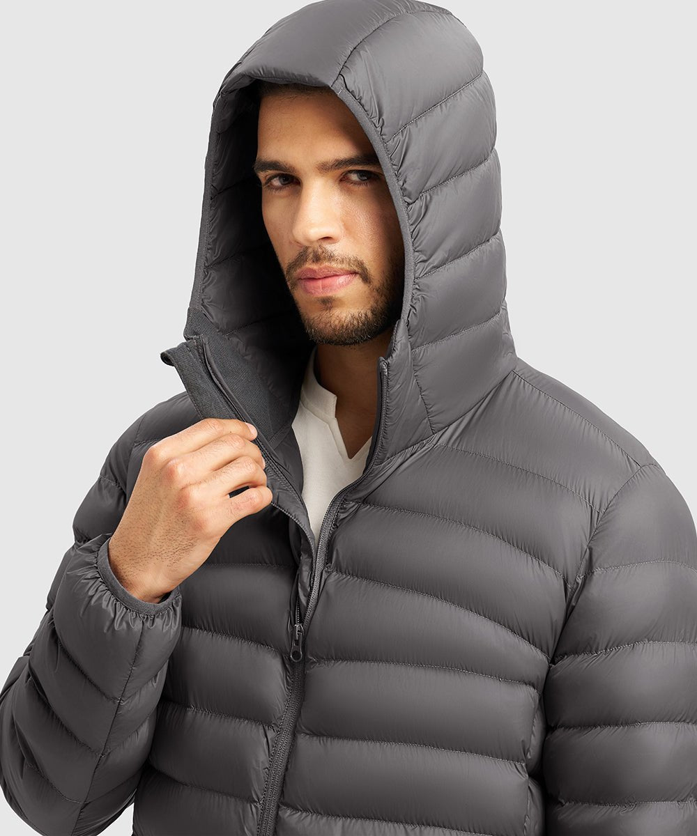Men's Lightweight Puffer Hooded Jacket - TBMPOY