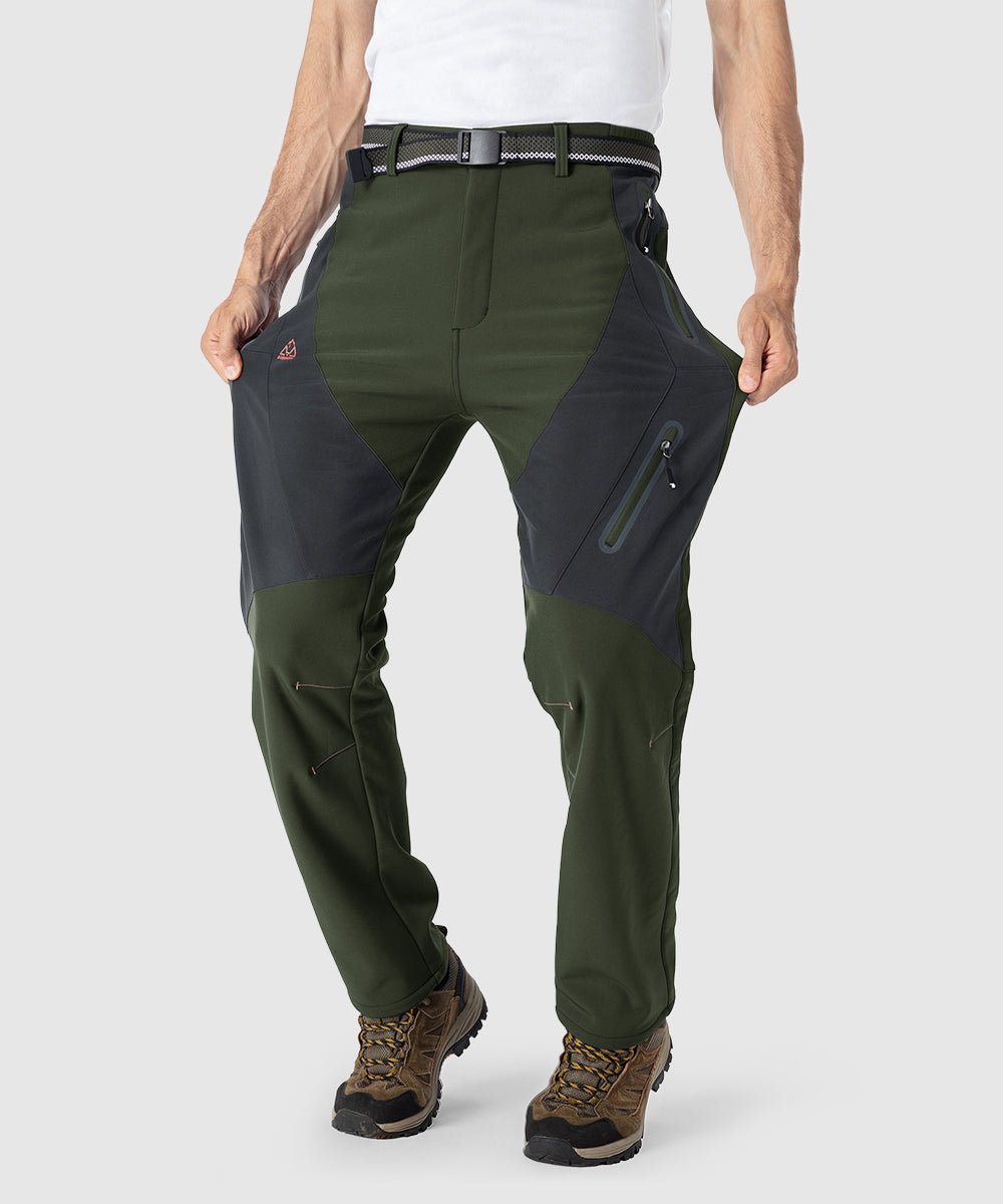 Men's Insulated Water Resistant Warm Fleece Lined Ski Pants - TBMPOY