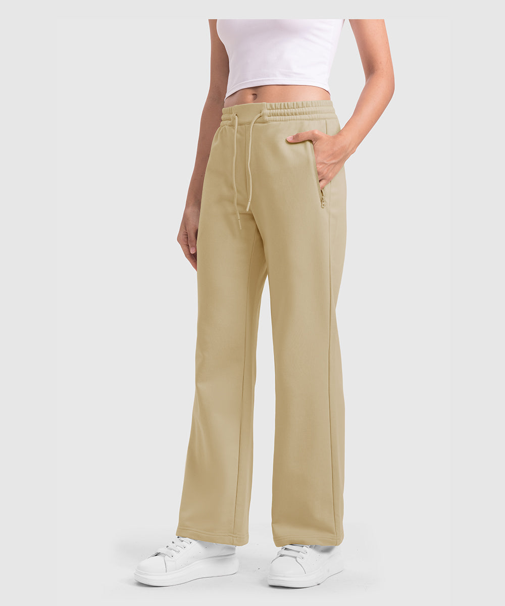 Women's 1/2 Zip Stand collar Pullover And Wide Leg Pants - TBMPOY