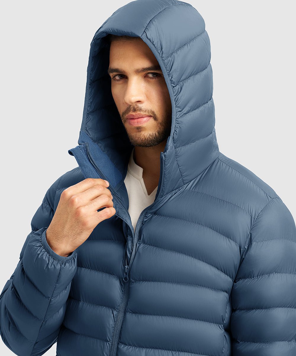 Men's Lightweight Puffer Hooded Jacket - TBMPOY