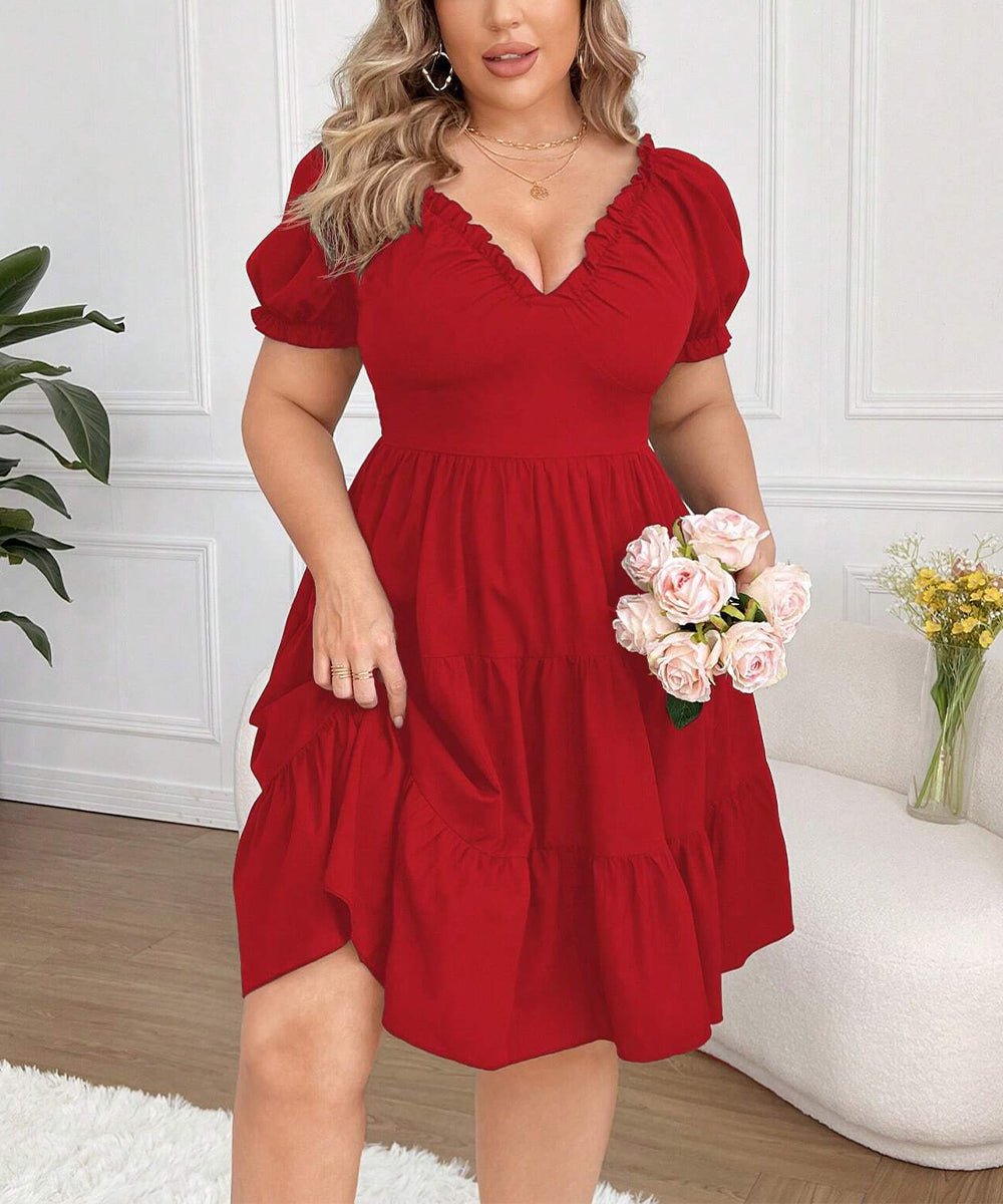 Women's Spring & Summer New Elegant Red Dress - TBMPOY