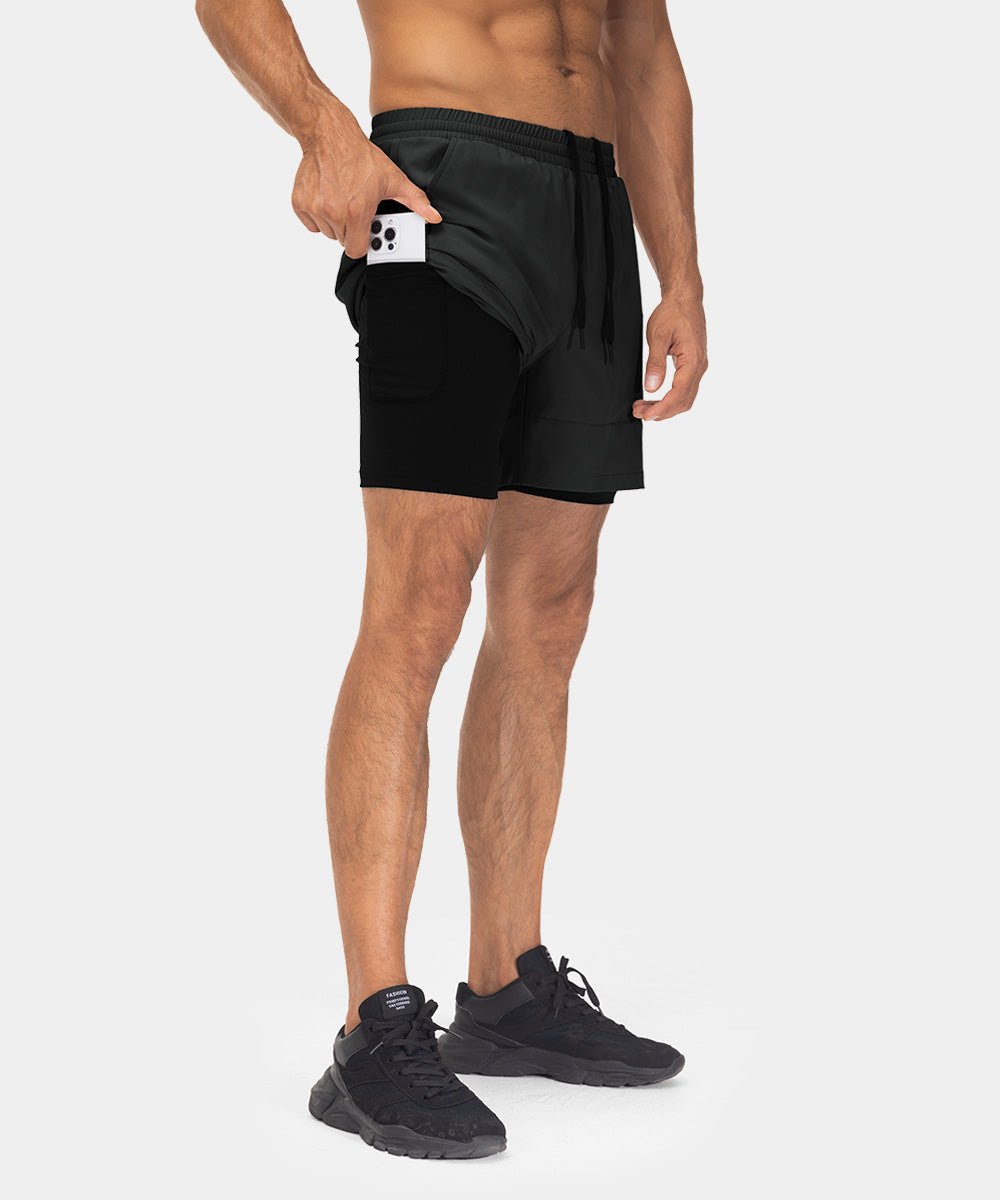 Men's 2 in 1 Athletic Running Gym Compression Shorts - TBMPOY