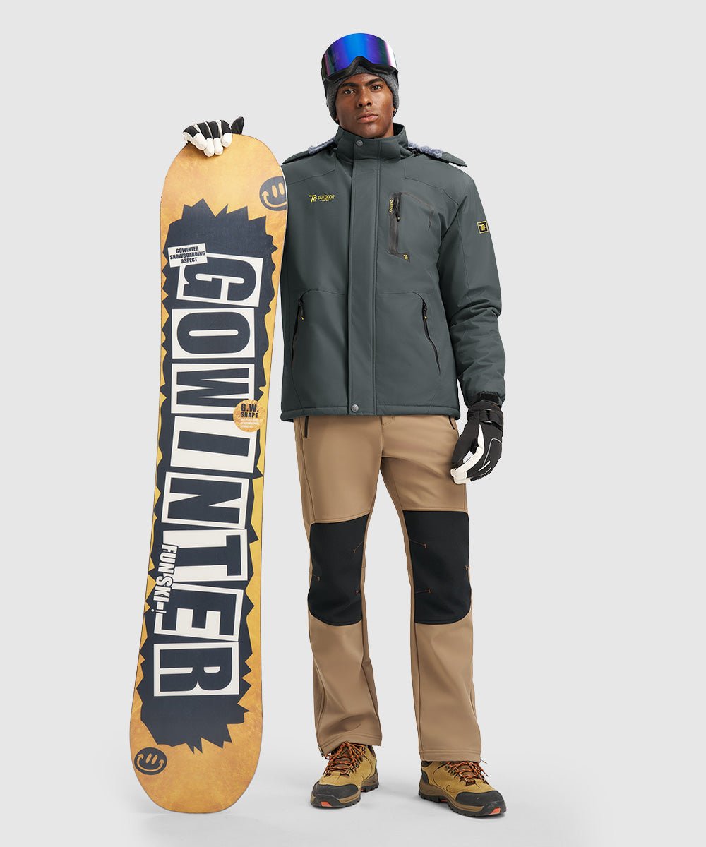 Men's Water Resistant Skiing Windbreaker Hooded Jacket - TBMPOY