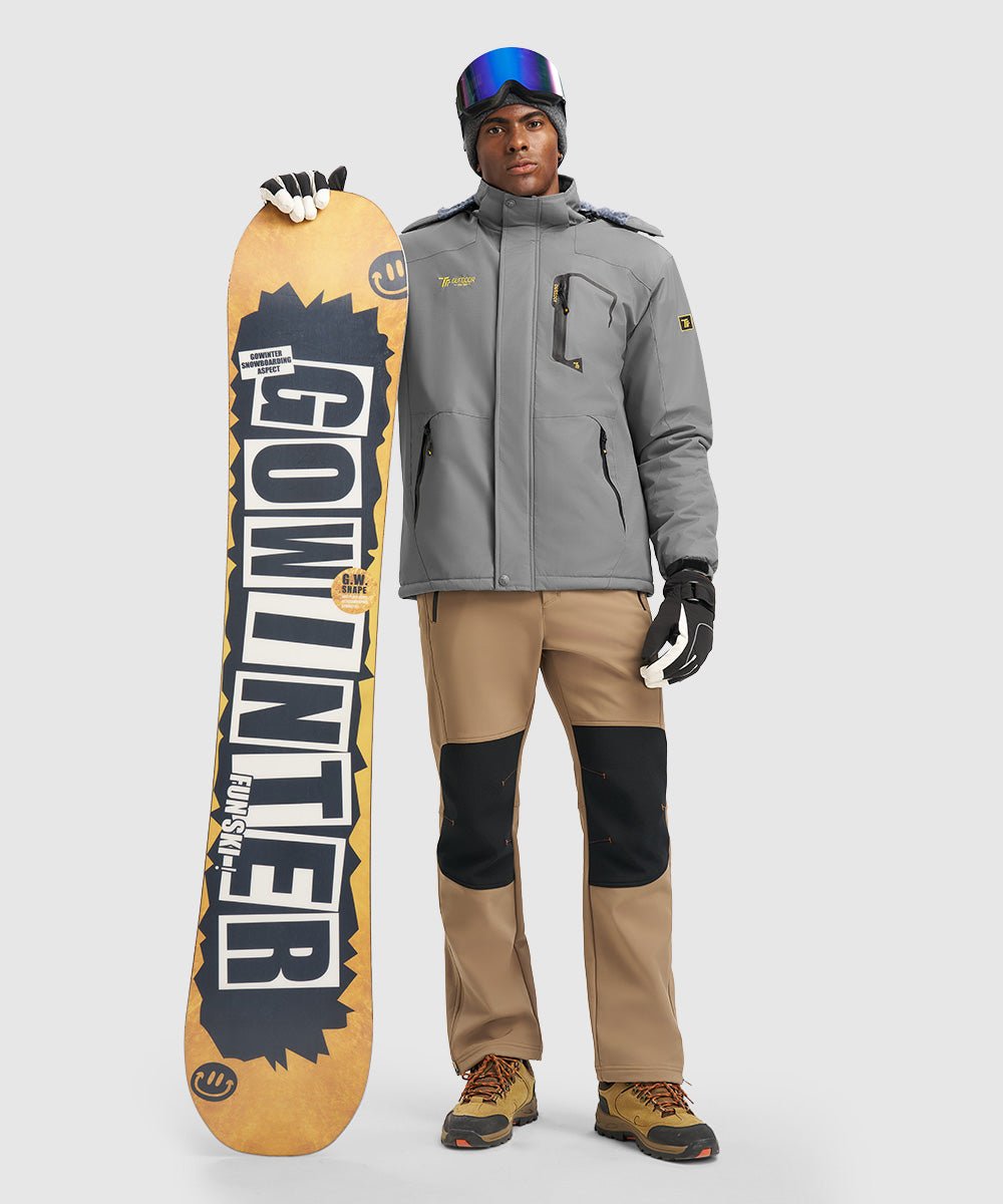 Men's Water Resistant Skiing Windbreaker Hooded Jacket - TBMPOY