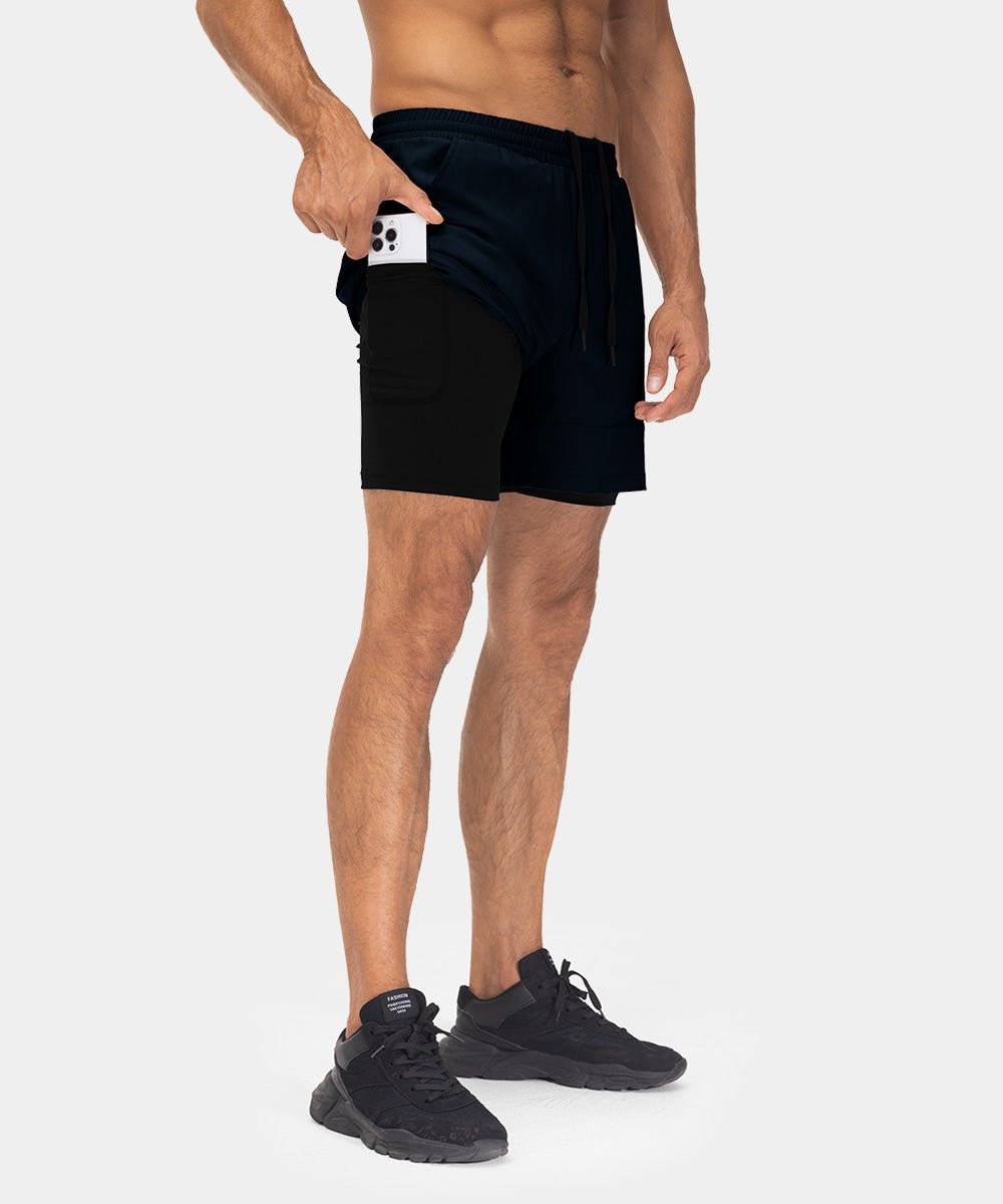 Men's 2 in 1 Athletic Running Gym Compression Shorts - TBMPOY