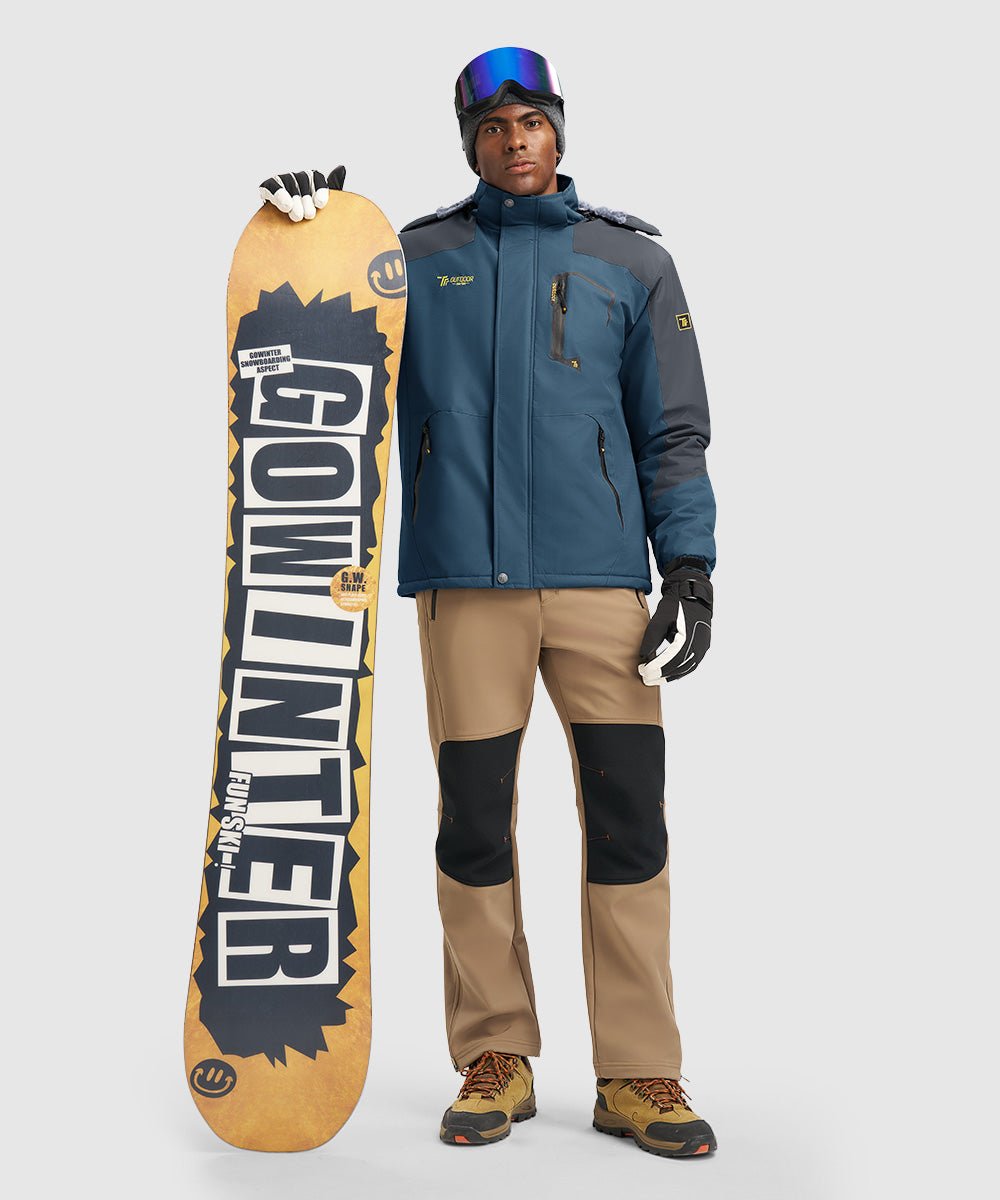 Men's Water Resistant Skiing Windbreaker Hooded Jacket - TBMPOY