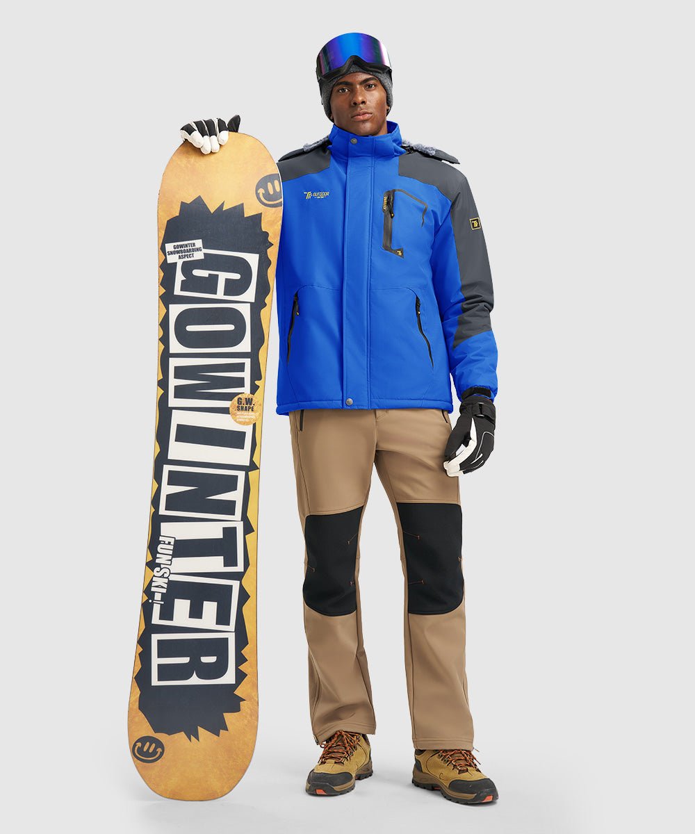 Men's Water Resistant Skiing Windbreaker Hooded Jacket - TBMPOY
