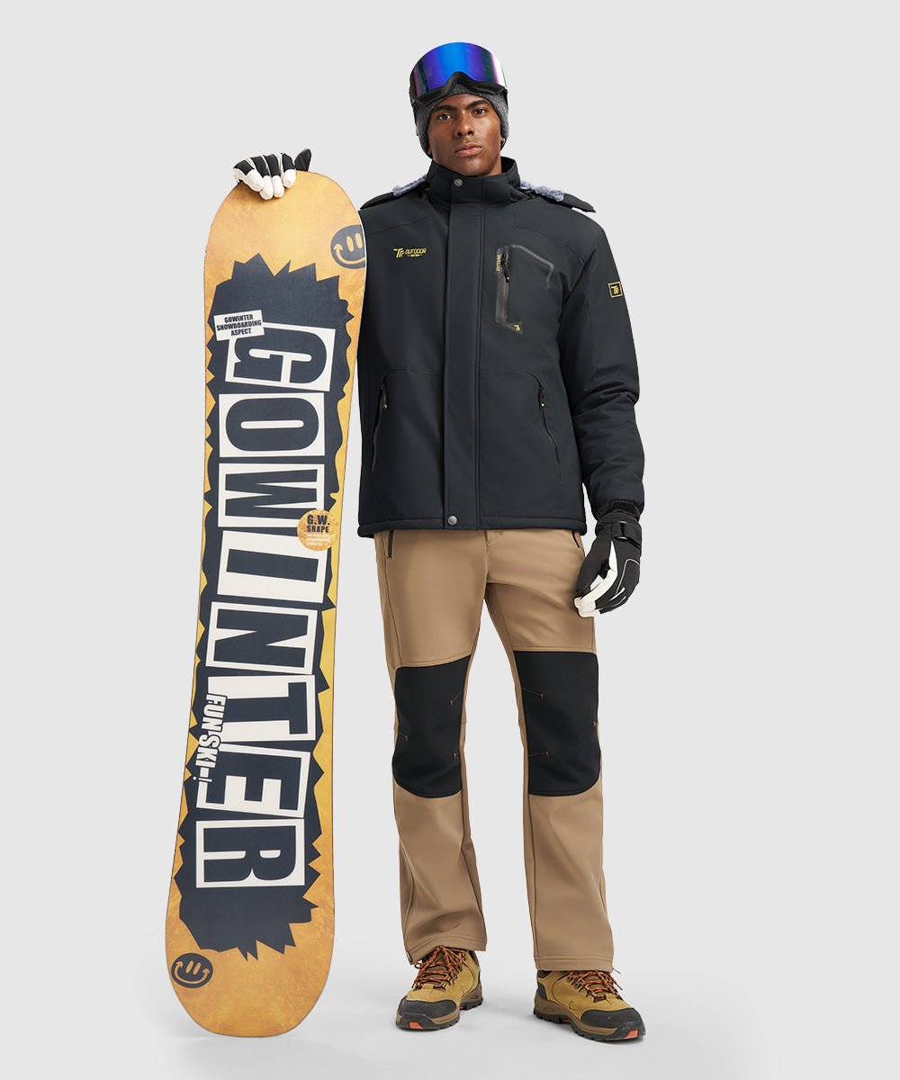 Men's Water Resistant Skiing Windbreaker Hooded Jacket - TBMPOY