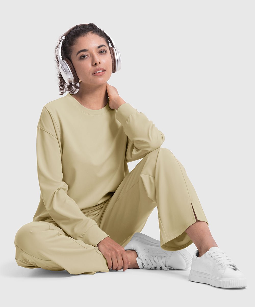 Women's Pullover and Wide Leg Pants Lounge Sets - TBMPOY