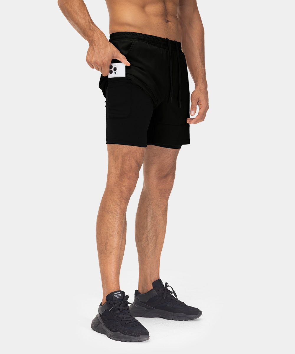 Men's 2 in 1 Athletic Running Gym Compression Shorts - TBMPOY