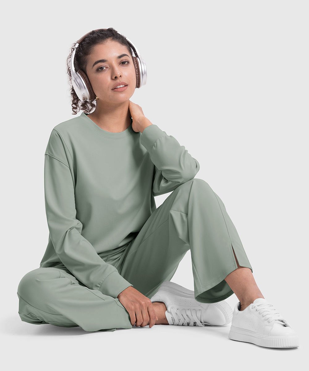 Women's Pullover and Wide Leg Pants Lounge Sets - TBMPOY