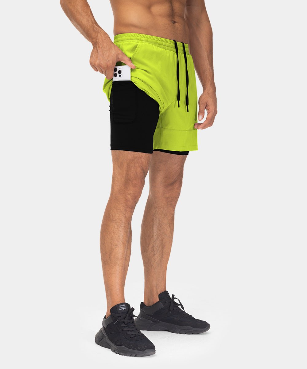 Men's 2 in 1 Athletic Running Gym Compression Shorts - TBMPOY