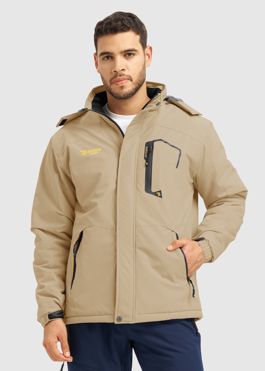 Men's Water Resistant Skiing Windbreaker Hooded Jacket - TBMPOY