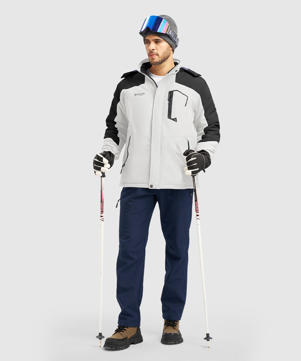 Men's Water Resistant Skiing Windbreaker Hooded Jacket - TBMPOY