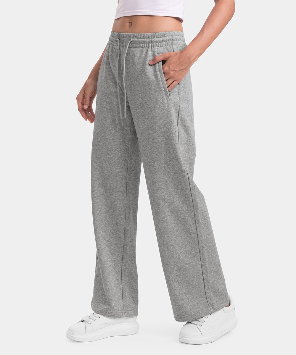 Women's 1/2 Zip Hooded Pullover And Wide Leg Pants Casual Set - TBMPOY