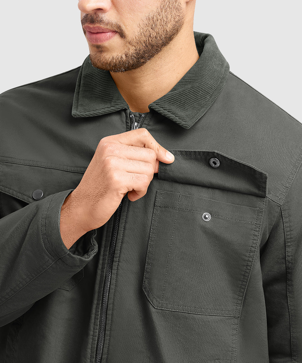Men's Warm Corduroy Lapel Work Jacket - TBMPOY