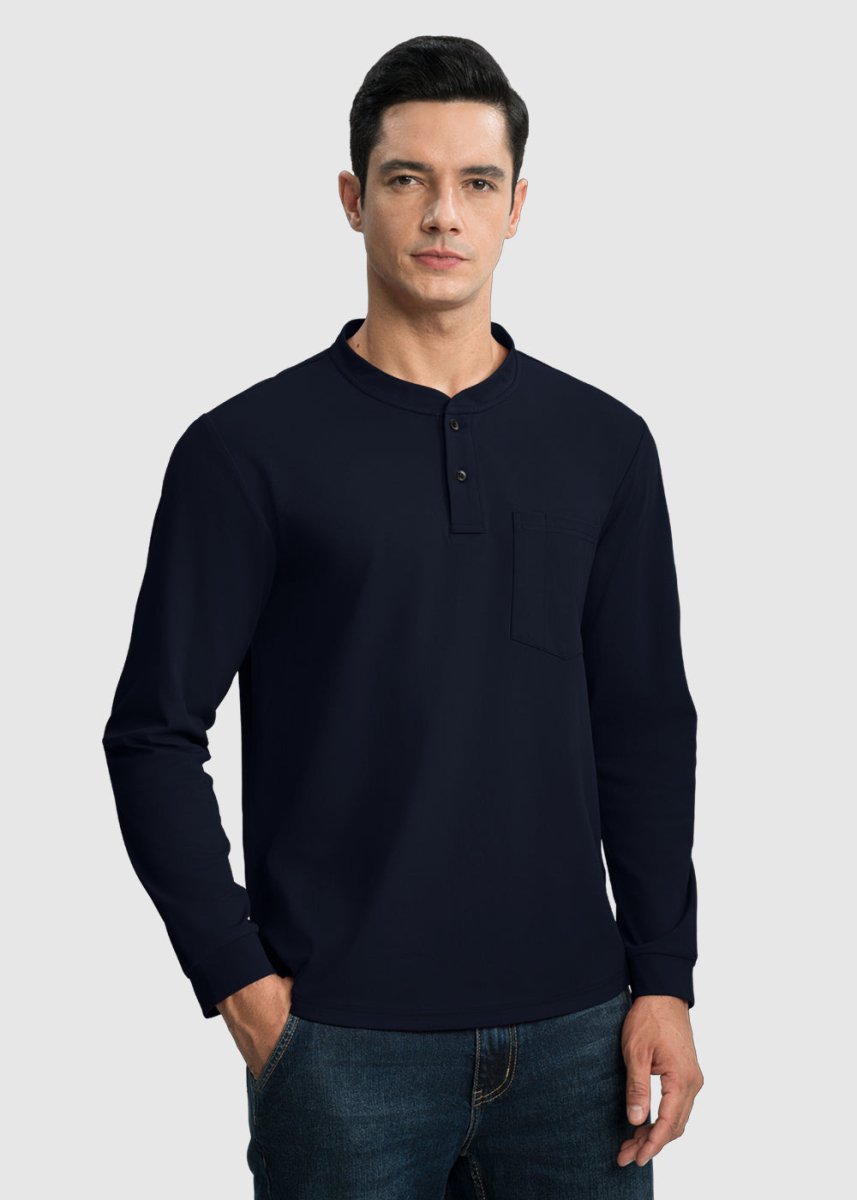 Men's Outdoor Work Slim Fit Basic Henley Shirt - TBMPOY