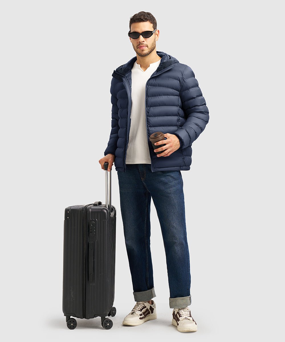 Men's Lightweight Puffer Hooded Jacket - TBMPOY