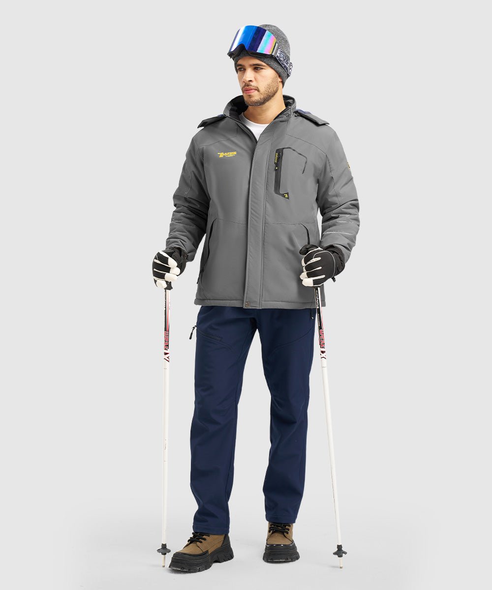 Men's Water Resistant Skiing Windbreaker Hooded Jacket - TBMPOY
