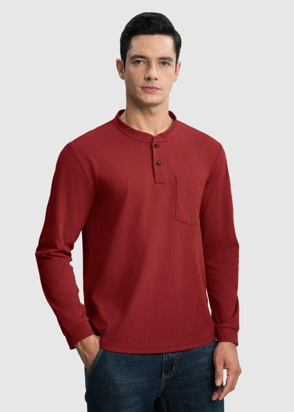 Men's Outdoor Work Slim Fit Basic Henley Shirt - TBMPOY