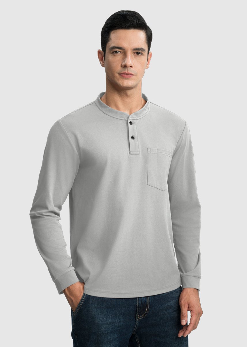 Men's Outdoor Work Slim Fit Basic Henley Shirt - TBMPOY