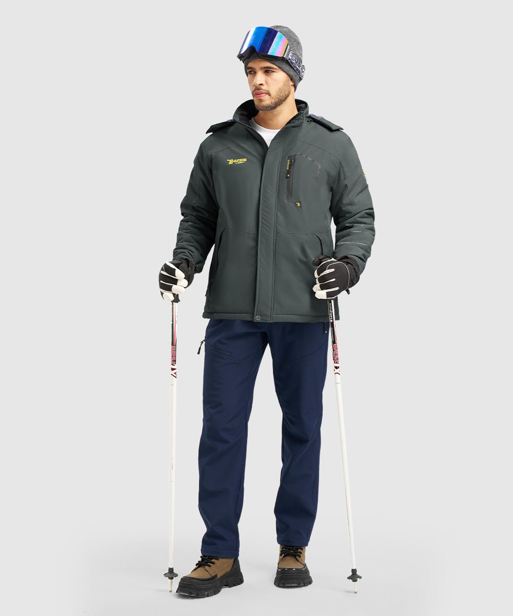 Men's Water Resistant Skiing Windbreaker Hooded Jacket - TBMPOY