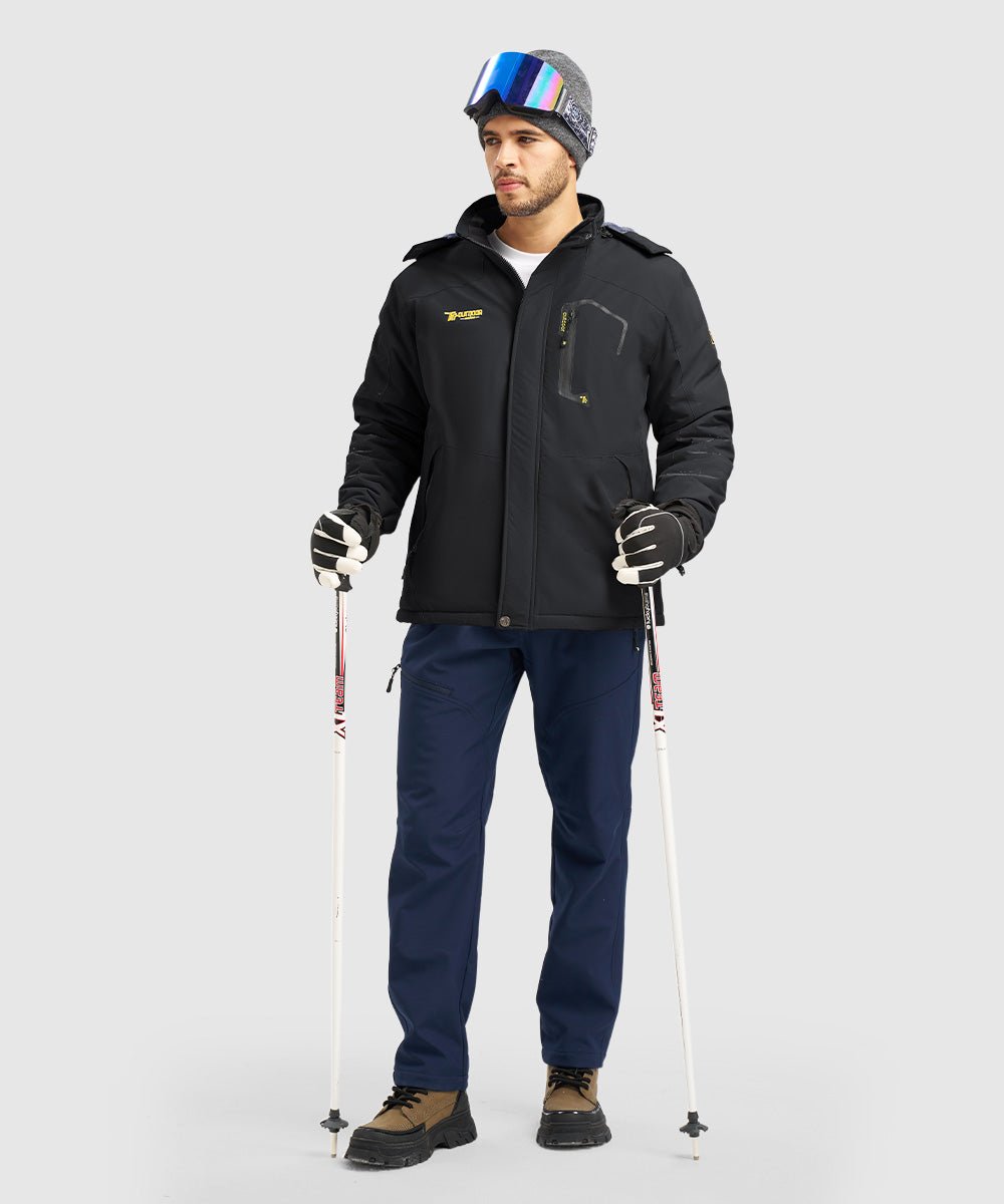 Men's Water Resistant Skiing Windbreaker Hooded Jacket - TBMPOY