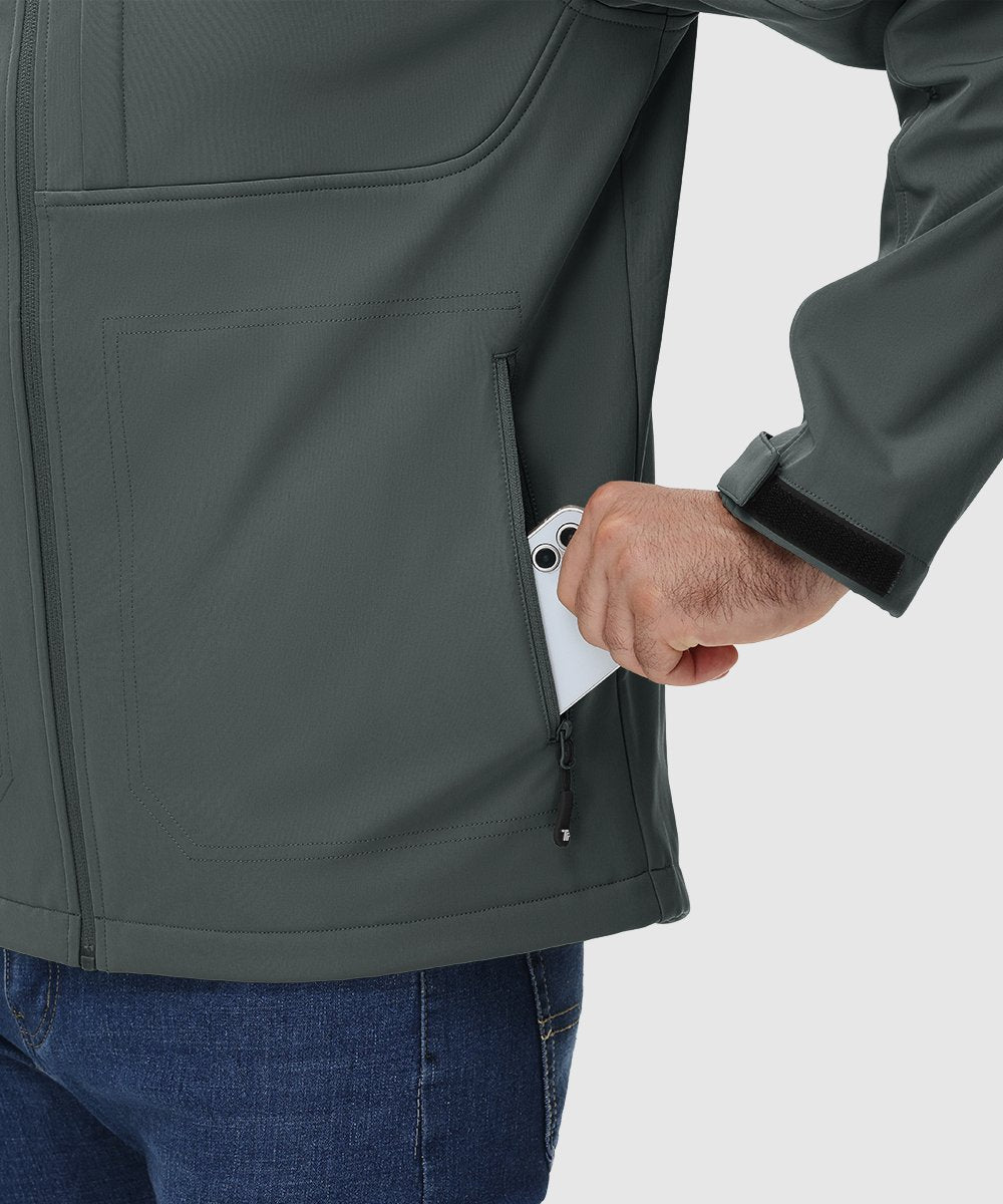 Men's Water - Resistant Softshell Fleece Lined Hooded Jacket - TBMPOY