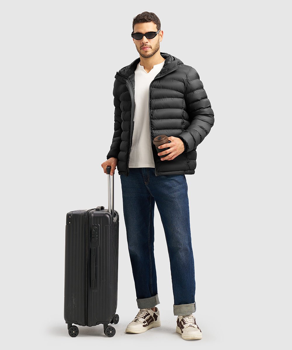 Men's Lightweight Puffer Hooded Jacket - TBMPOY