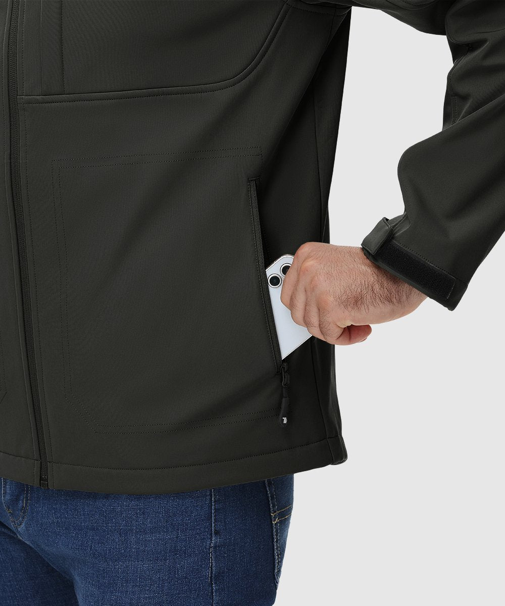 Men's Water - Resistant Softshell Fleece Lined Hooded Jacket - TBMPOY