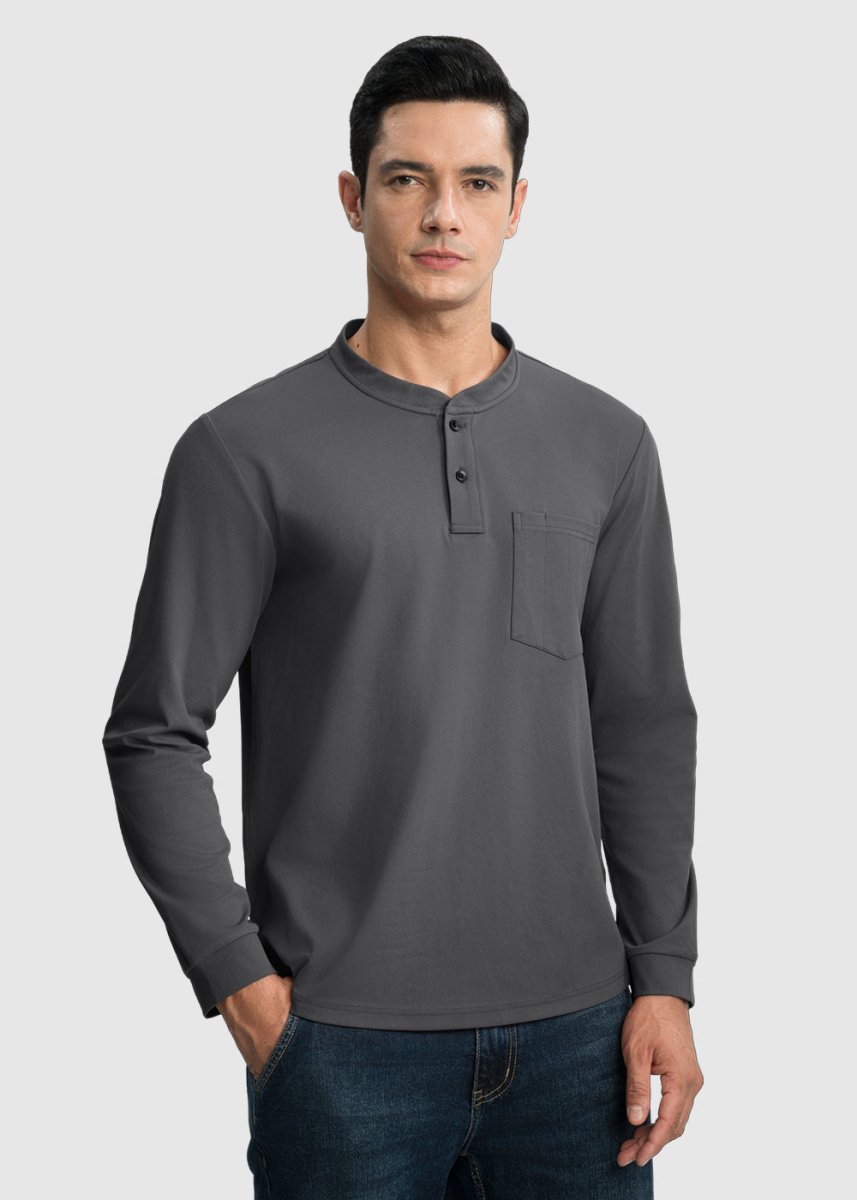 Men's Outdoor Work Slim Fit Basic Henley Shirt - TBMPOY