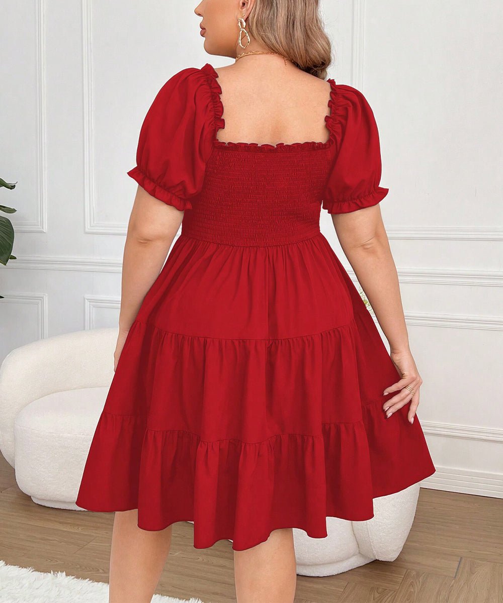 Women's Spring & Summer New Elegant Red Dress - TBMPOY