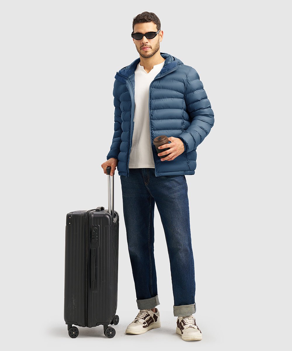 Men's Lightweight Puffer Hooded Jacket - TBMPOY