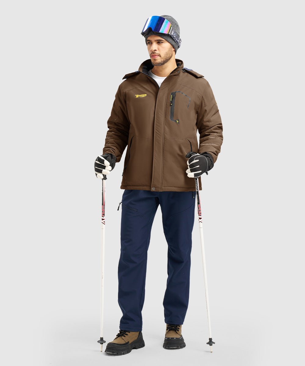 Men's Water Resistant Skiing Windbreaker Hooded Jacket - TBMPOY