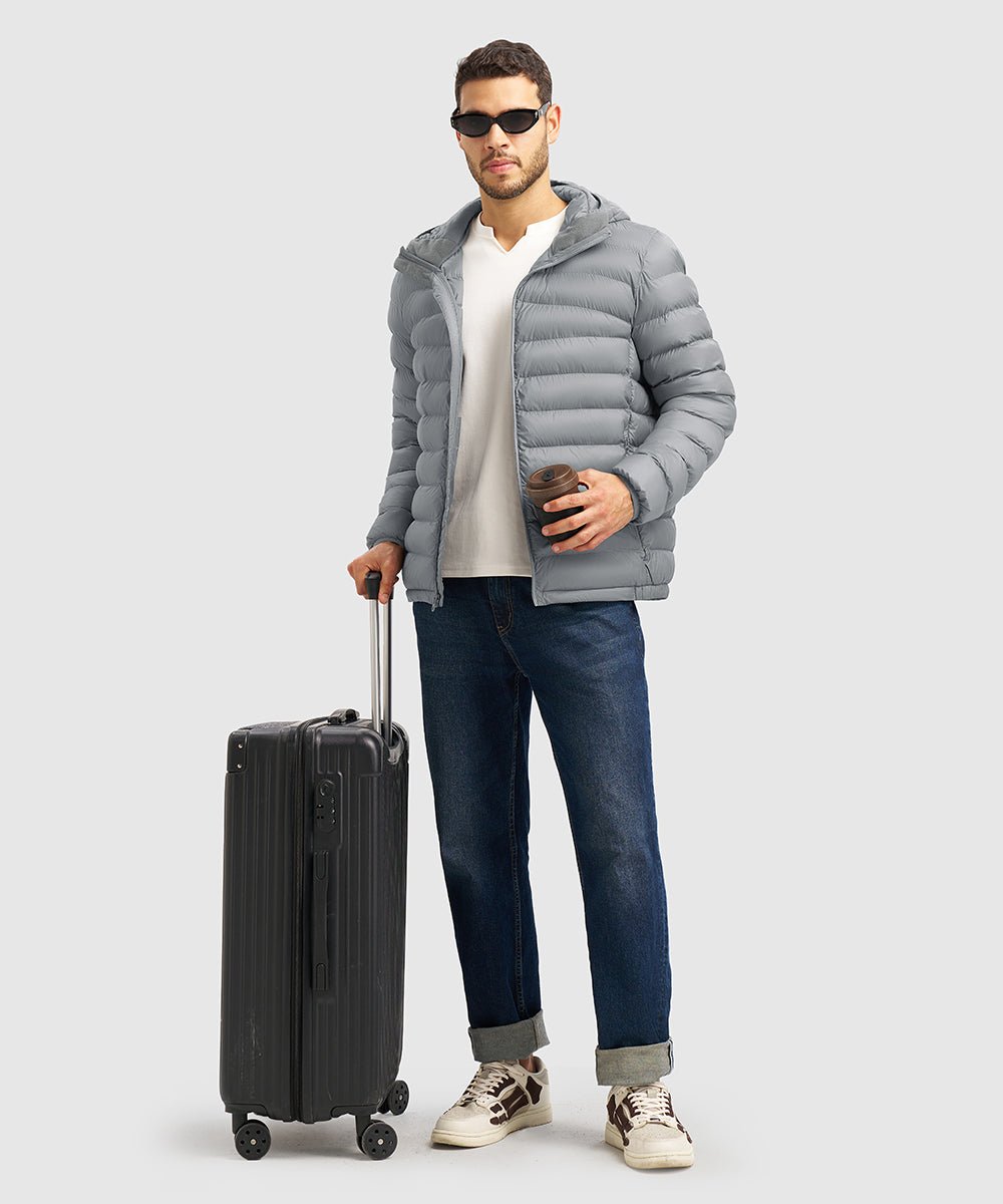 Men's Lightweight Puffer Hooded Jacket - TBMPOY