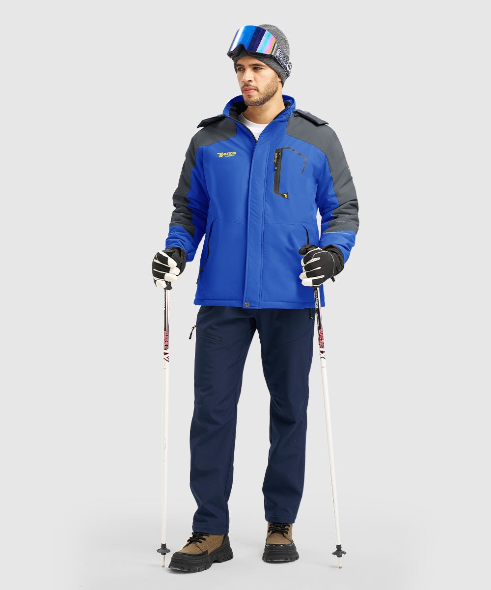 Men's Water Resistant Skiing Windbreaker Hooded Jacket - TBMPOY