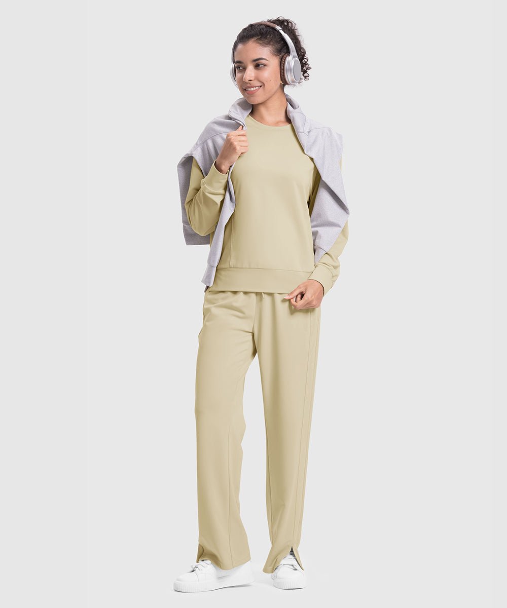 Women's Pullover and Wide Leg Pants Lounge Sets - TBMPOY