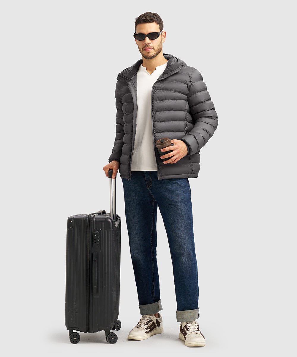 Men's Lightweight Puffer Hooded Jacket - TBMPOY