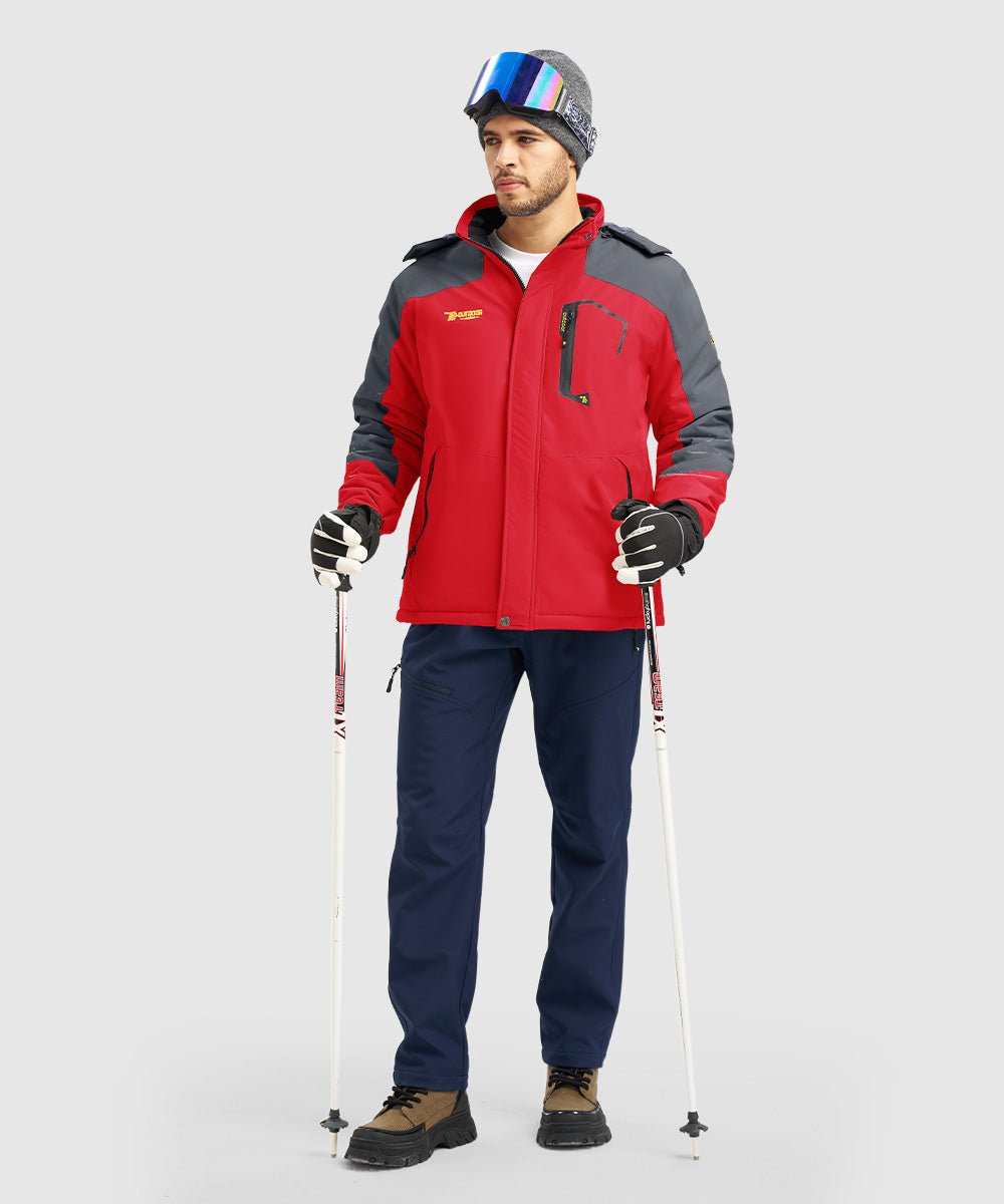 Men's Water Resistant Skiing Windbreaker Hooded Jacket - TBMPOY