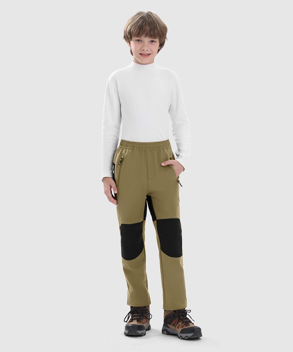 Boys' Outdoor Water Resistant Fleece - Lined Softshell Pants - TBMPOY
