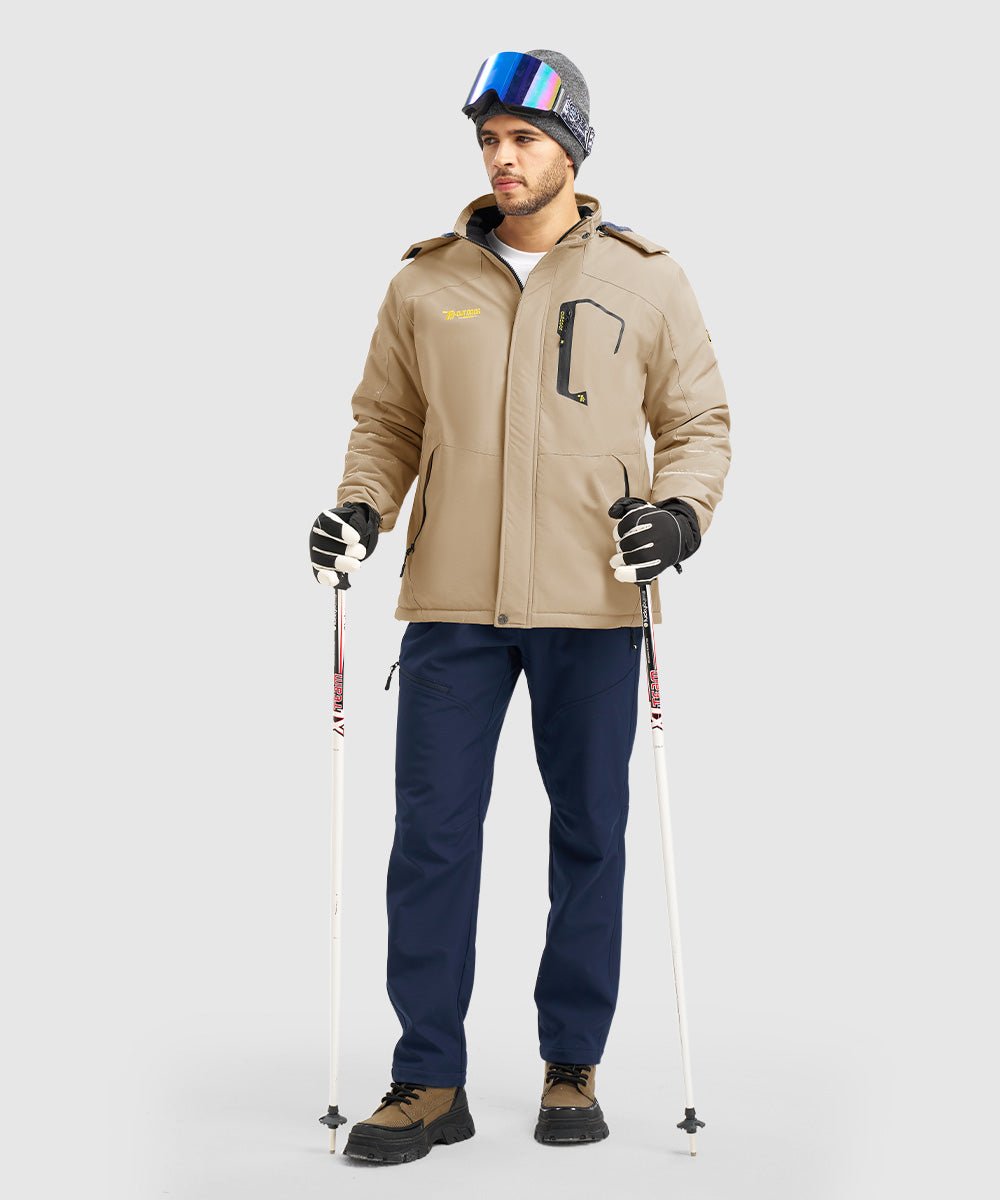 Men's Water Resistant Skiing Windbreaker Hooded Jacket - TBMPOY