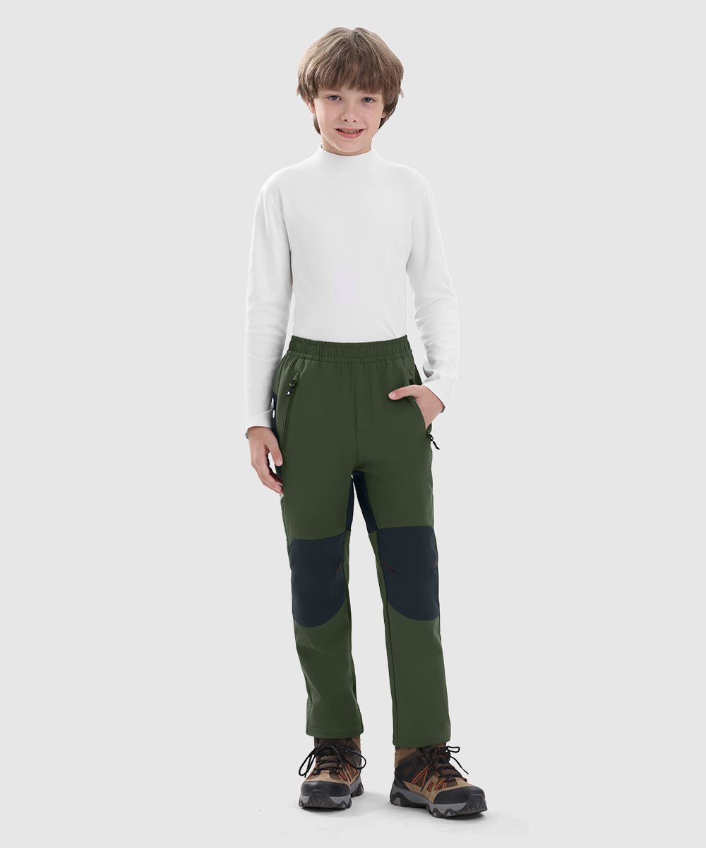 Boys' Outdoor Water Resistant Fleece - Lined Softshell Pants - TBMPOY
