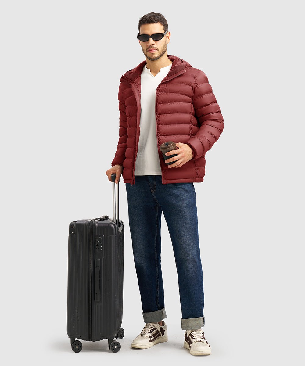 Men's Lightweight Puffer Hooded Jacket - TBMPOY