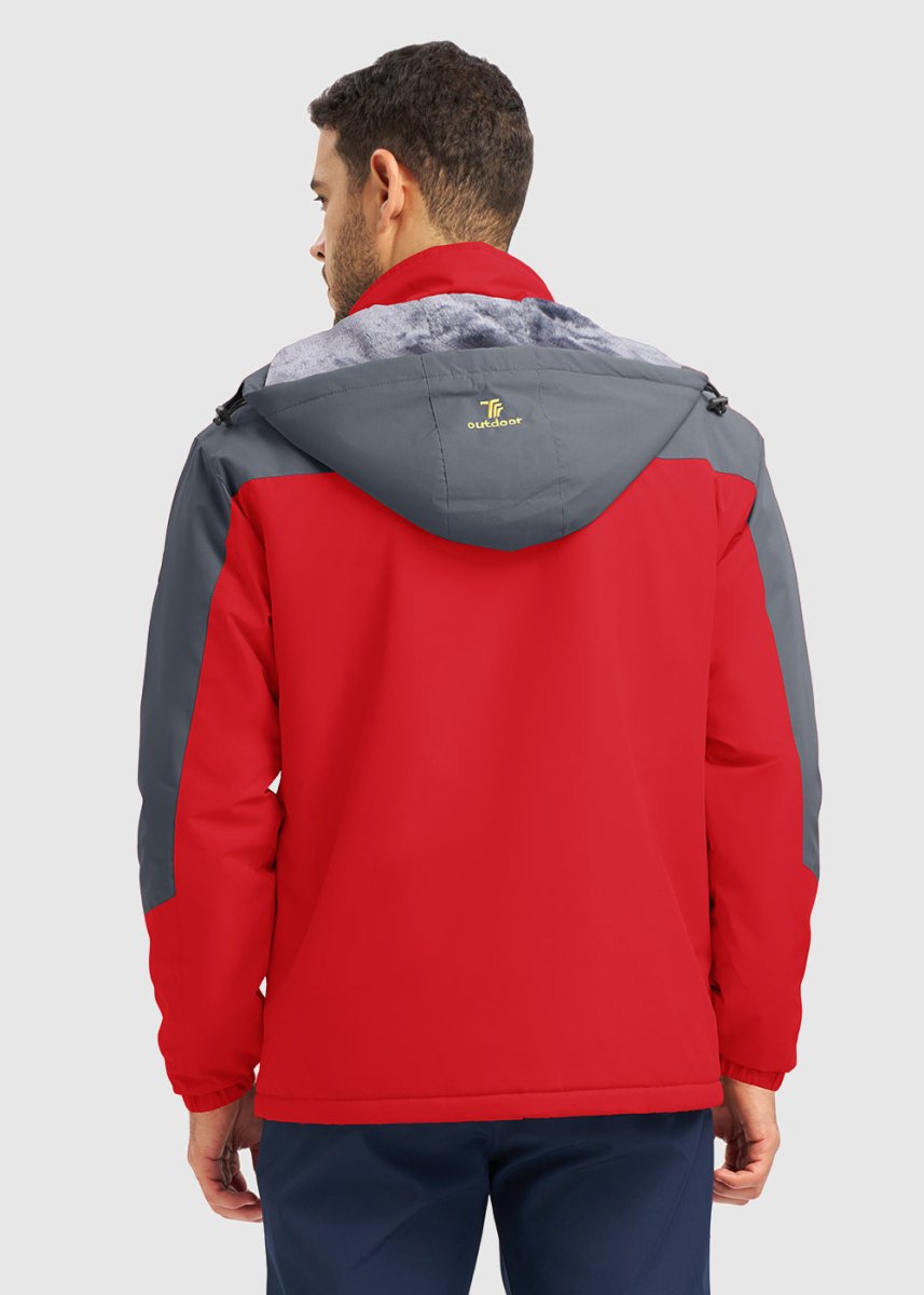 Men's Water Resistant Skiing Windbreaker Hooded Jacket - TBMPOY