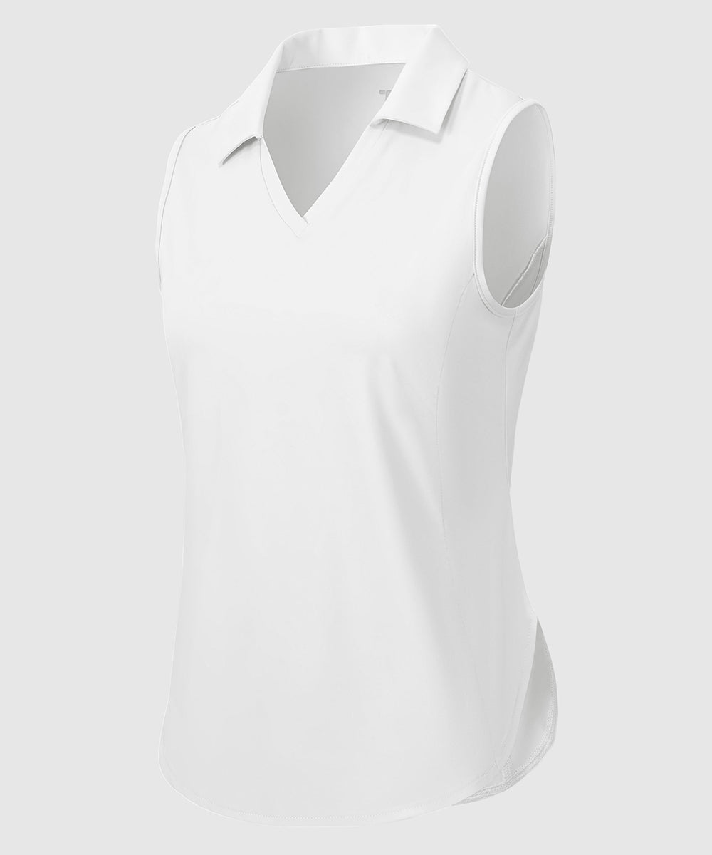 Women's UPF 50+ V-Neck Sleeveless Polo Shirt - TBMPOY