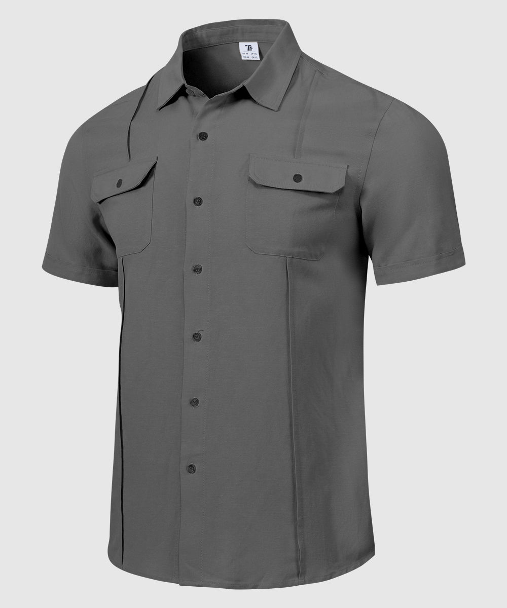 Men's Casual Cotton Linen Short-Sleeved Shirts - TBMPOY