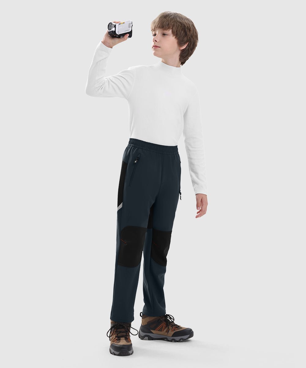 Boys' Outdoor Water Resistant Fleece - Lined Softshell Pants - TBMPOY